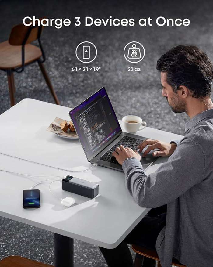 Anker 737 Power Bank, 140W Max 3-Port Laptop Portable Charger, 24,000mAh, Smart Display, Compatible with iPhone 16 / 15 / 14 Series, Vision Pro, Samsung, MacBook, and More - Image 6