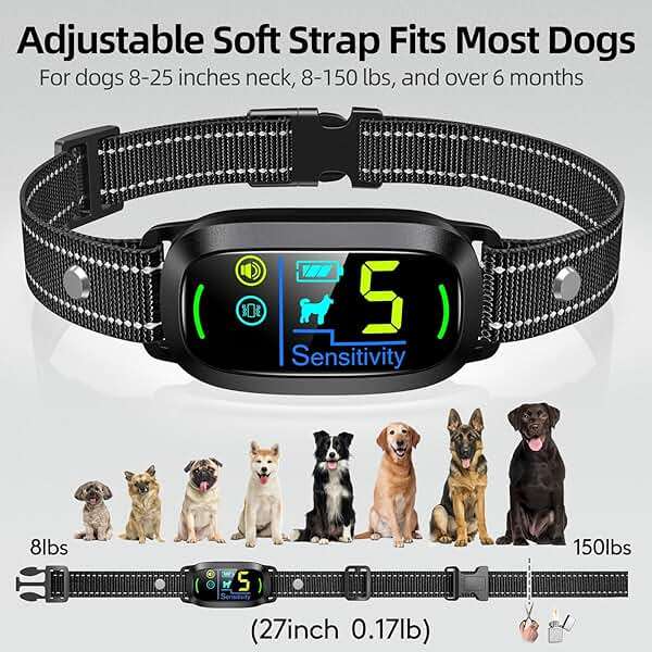 FAFAFROG Dog Bark Collar for Large Medium Small Dogs, Rechargeable Smart Bark Collar, Anti Barking Training Collar with 5 Adjustable Sensitivity Beep Vibration (Black) - Image 5
