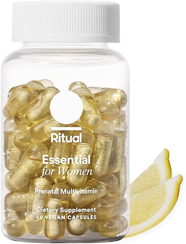 Ritual Prenatal Multivitamin For Women - Key Essential Vitamins and Minerals To Support Mom and Baby During Pregnancy* - Folate, Choline, Omega-3 DHA, Iron - Vegan - Citrus - 60 Capsules - 30 Servings - Product Image