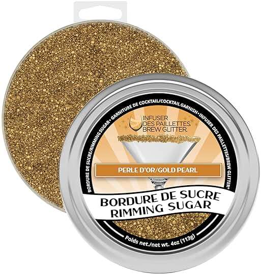 Brew Glitter - Gold Rimming Sugar (4oz, 1x Bar Tin) Cocktail Garnish for Mixed Drinks & Refreshments - Image 6