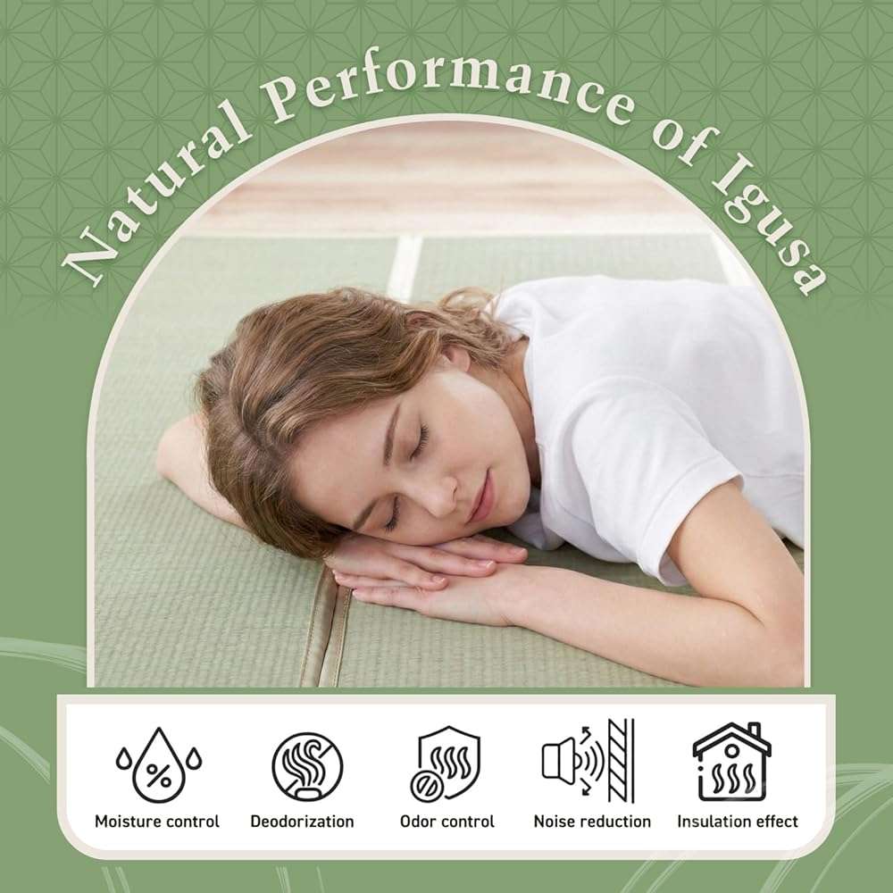 Tatami Mat – Foldable Japanese Tatami Mat Igusa Mattress, Rush Grass Floor Sleeping Futon, Meditation Yoga Zen Tatami, Twin XL by BJDesign - Image 4
