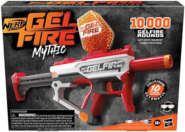 Nerf Pro Gelfire Mythic Full Auto Blaster & 10,000 Gelfire Rounds, 800 Round Hopper, Rechargeable Battery, Eyewear, Ages 14 & Up - Image 4