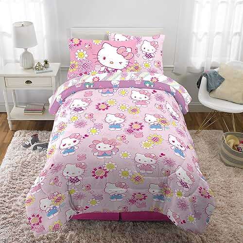 Franco Kids Bedding Super Soft Comforter and Sheet Set with Sham, 5 Piece Twin Size, Hello Kitty - Image 2