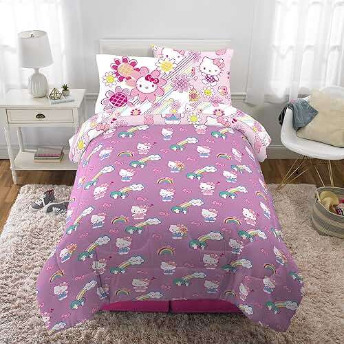 Franco Kids Bedding Super Soft Comforter and Sheet Set with Sham, 5 Piece Twin Size, Hello Kitty - Image 6