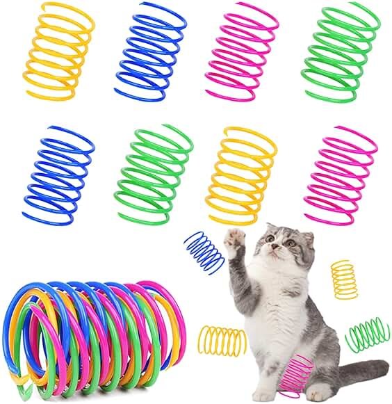 AIMICOCA 120 Pack Cat Spring Toy - Interactive Plastic Coils for Indoor Cats, Colorful Spiral Springs for Swatting, Biting, Hunting - Active Healthy Fitness Play Kitten Toys - Product Image