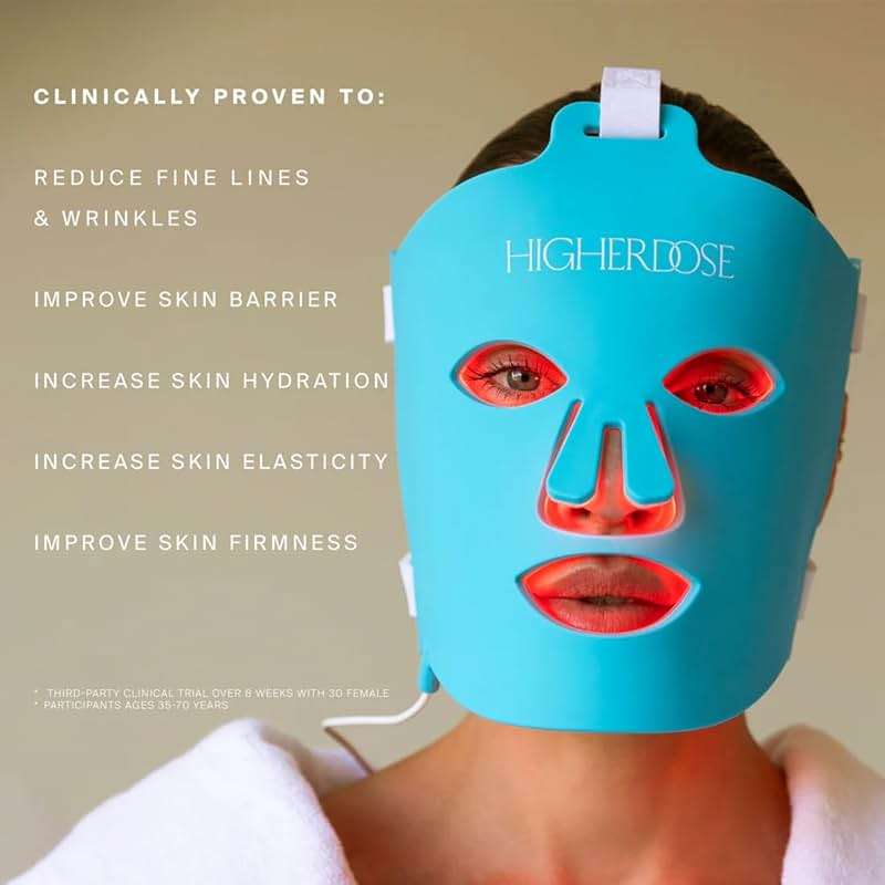 HigherDOSE Red Light Face Mask - FDA Cleared LED Red Light Therapy for Face with Near Infrared Technology - At-Home Facial Device to Improve Fine Lines, Wrinkles, Hydration & Redness for Glass Skin - Image 3