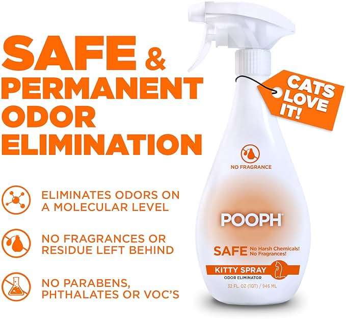 POOPH® Kitty Odor Eliminator – 32 fl oz Bottle – Proprietary Odor-Elimination Technology Works On-Contact – Cat Trees, Toys, Furniture, Bedding – NO Fragrances, NO Harsh Chemicals, Safe & Non-Toxic - Image 2