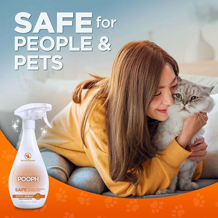 POOPH® Kitty Odor Eliminator – 32 fl oz Bottle – Proprietary Odor-Elimination Technology Works On-Contact – Cat Trees, Toys, Furniture, Bedding – NO Fragrances, NO Harsh Chemicals, Safe & Non-Toxic - Image 7