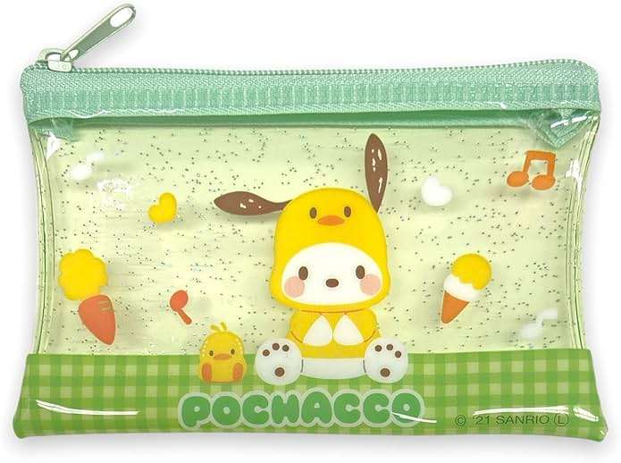 Friend Sanrio Pochacco Accessories Cosmetic Flat vinyl Mini pouch Zipper Case Bag 4.7 in (W) × 3.0 in (H) - Image 1
