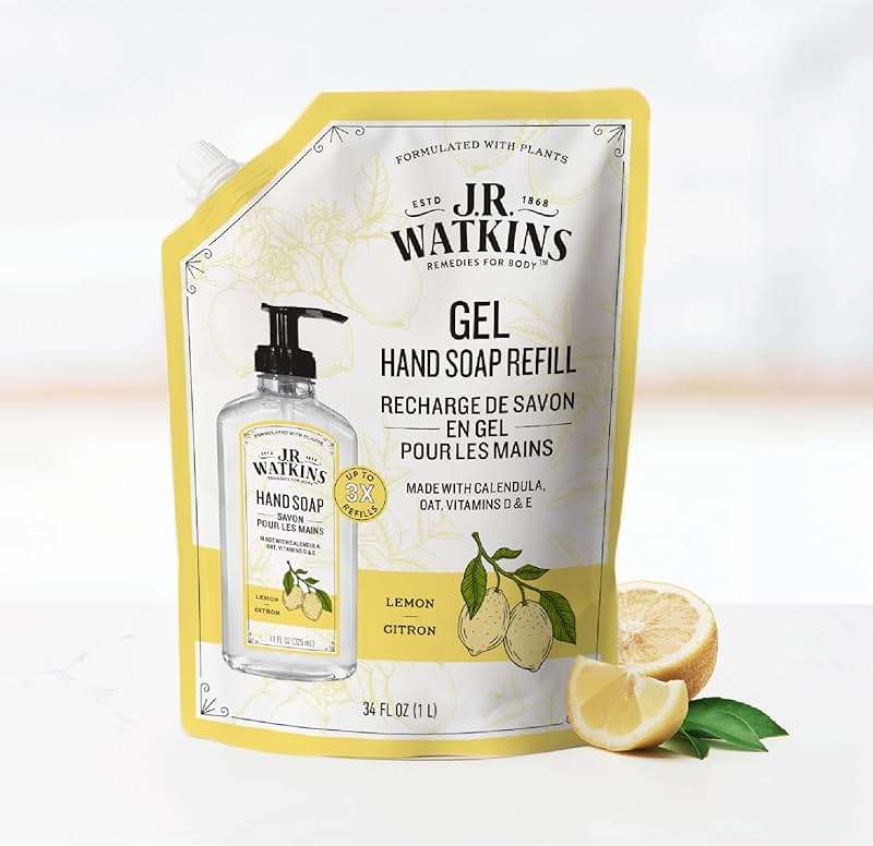 J.R. Watkins Gel Hand Soap Refill, Moisturizing Hand Wash, Alcohol-Free, Cruelty-Free, Lemon, 34 Fl Oz, 3 Pack - Image 5