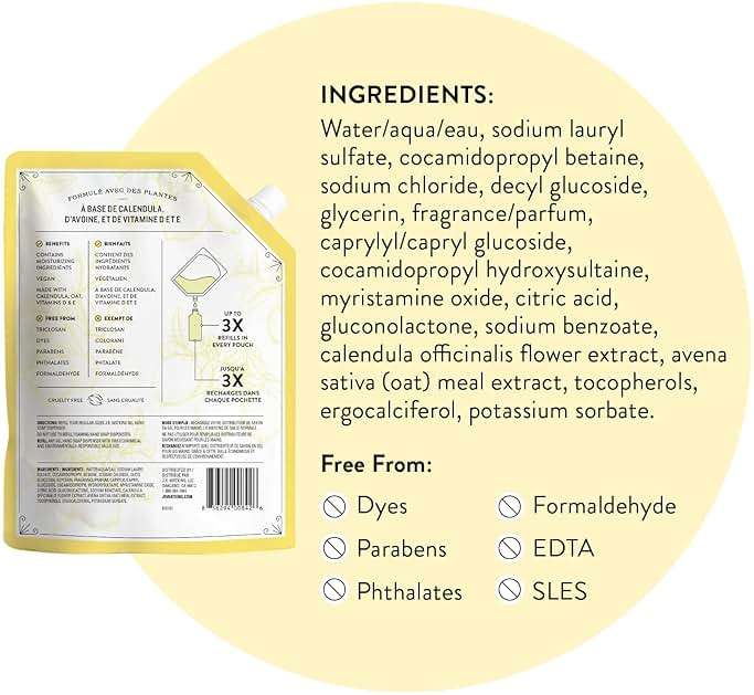 J.R. Watkins Gel Hand Soap Refill, Moisturizing Hand Wash, Alcohol-Free, Cruelty-Free, Lemon, 34 Fl Oz, 3 Pack - Image 6