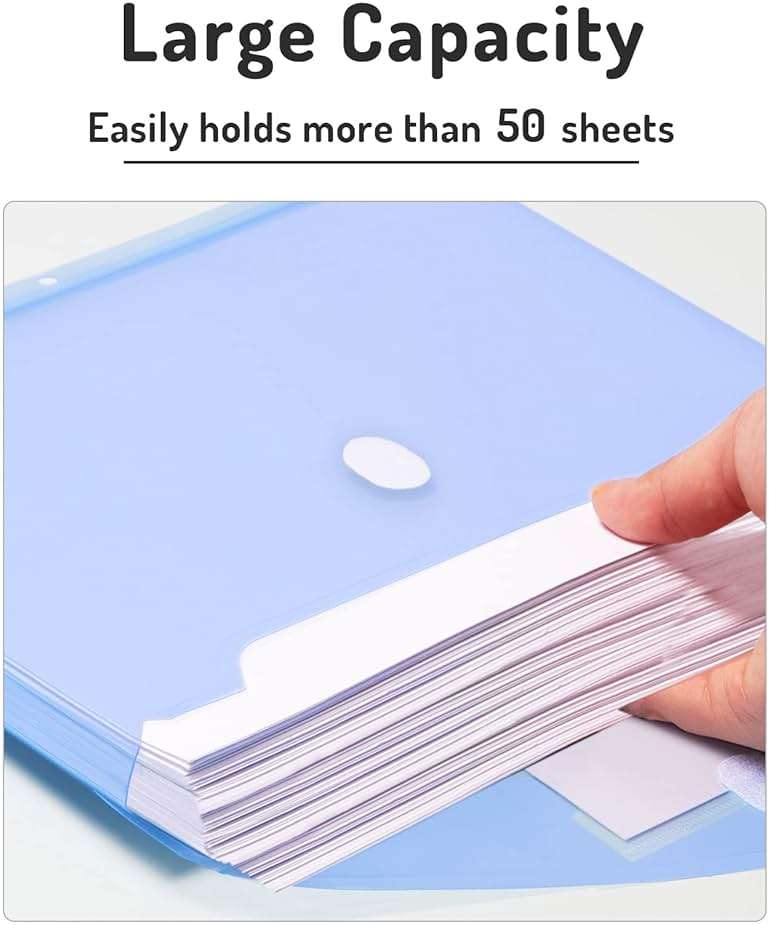 Forvencer Binder Pocket, 10 Pack Super Heavyweight Plastic Folders with Tight Closure, Folders with Pockets Side Loading, Binder Organizer, Binder Dividers with Pockets, Letter Size, Assorted Colors - Image 5