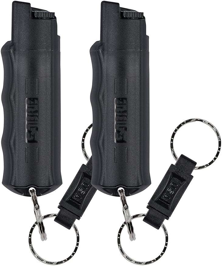 SABRE 3‑in‑1 Defense Pepper Spray with Tear Gas & UV Marking Dye - Twist-Lock Safety, Quick-Release Keychain, Maximum Strength OC for Self Defense, 14-ft Range, 10 Second Spray Time, 0.54 fl oz - Image 1