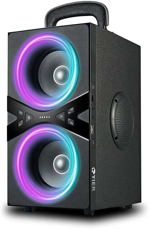 YIER Bluetooth Speakers, Wireless TWS Portable Speaker with Lights,100dB Loud Subwoofer 80w(Peak) Stereo Sound, Bassup Technology, Long Playtime for Outdoor Party - Image 1