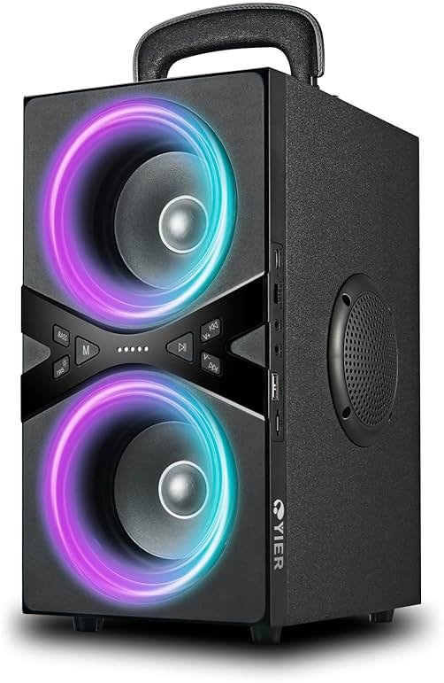 YIER Bluetooth Speakers, Wireless TWS Portable Speaker with Lights,100dB Loud Subwoofer 80w(Peak) Stereo Sound, Bassup Technology, Long Playtime for Outdoor Party - Product Image