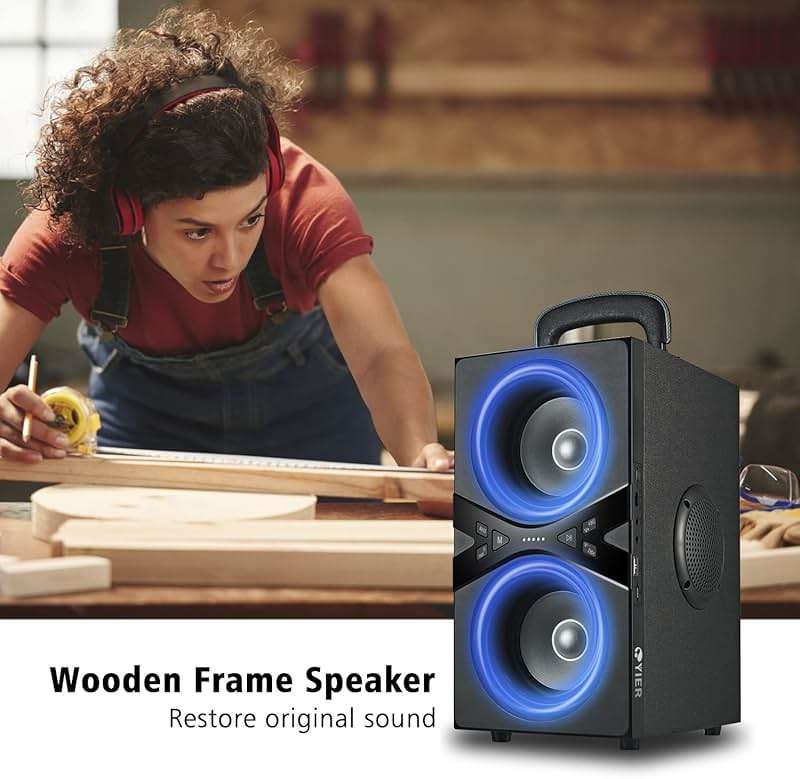 YIER Bluetooth Speakers, Wireless TWS Portable Speaker with Lights,100dB Loud Subwoofer 80w(Peak) Stereo Sound, Bassup Technology, Long Playtime for Outdoor Party - Image 6