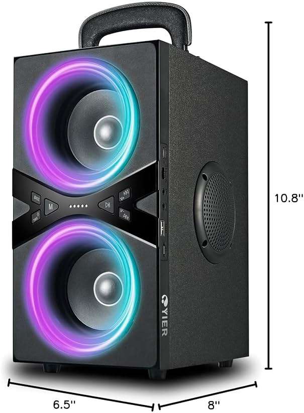 YIER Bluetooth Speakers, Wireless TWS Portable Speaker with Lights,100dB Loud Subwoofer 80w(Peak) Stereo Sound, Bassup Technology, Long Playtime for Outdoor Party - Image 7