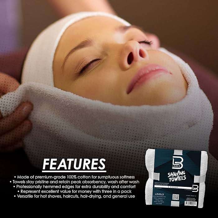 Level 3 Face Towels - Barber and Salon Hair Stylist White Cotton Cloth - Soft, Light and Absorbent - Image 2