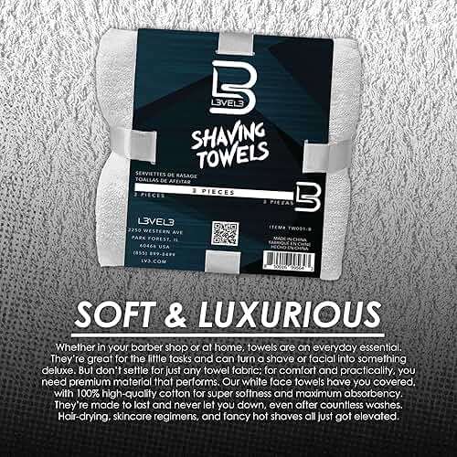 Level 3 Face Towels - Barber and Salon Hair Stylist White Cotton Cloth - Soft, Light and Absorbent - Image 3