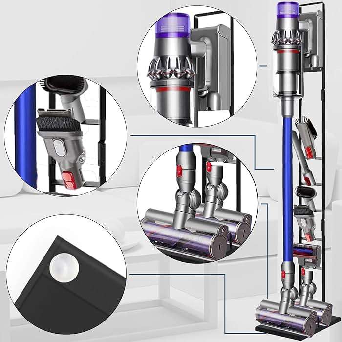 Lasvea Vacuum Stand for Dyson V6, V7, V8, V10, V11, V12, V15 Cordless Cleaners - Heavy Base Metal Bracket Holder, Accessory & Attachment Storage - Image 4