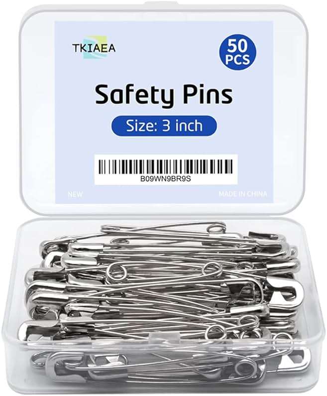 Tkiaea 3 Inches Large Safety Pins, Pack of 50, Big Heavy Duty Safety Pins for Brooch Making, Blankets, Crafts, Cloth Curtain (SP) - Image 1