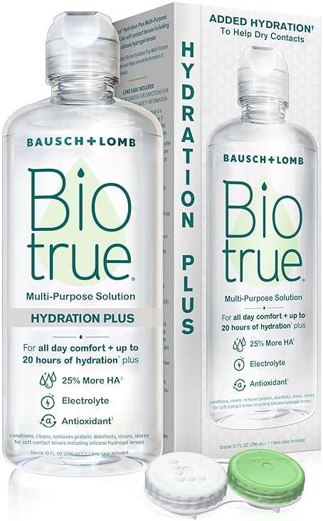 Biotrue Hydration Plus Contact Lens Solution with Lens Case, Multi-Purpose Solution for Soft Lenses, Hydrates with Hyaluronan, Cleans, Clears, and Disinfects for All-Day Comfort, 10 Fl Oz (Pack of 1) - Image 1