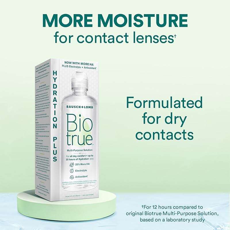 Biotrue Hydration Plus Contact Lens Solution with Lens Case, Multi-Purpose Solution for Soft Lenses, Hydrates with Hyaluronan, Cleans, Clears, and Disinfects for All-Day Comfort, 10 Fl Oz (Pack of 1) - Image 2