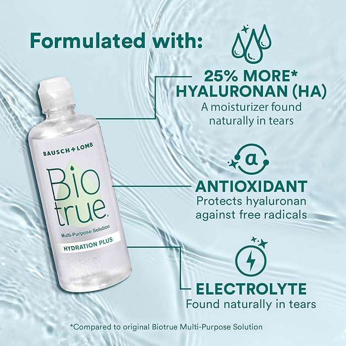 Biotrue Hydration Plus Contact Lens Solution with Lens Case, Multi-Purpose Solution for Soft Lenses, Hydrates with Hyaluronan, Cleans, Clears, and Disinfects for All-Day Comfort, 10 Fl Oz (Pack of 1) - Image 3