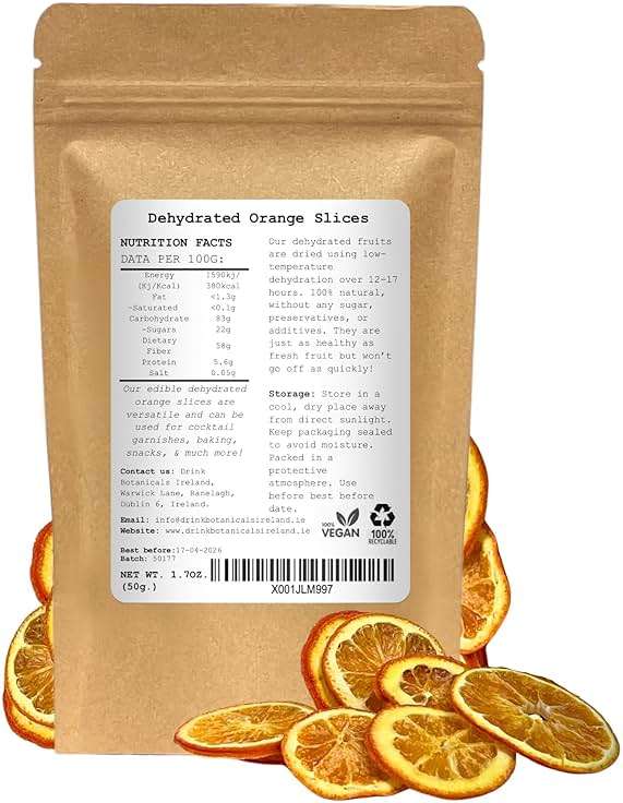 Dehydrated Dried Orange Slices Wheels | Approx 17+ Slices | 100% Natural | Sugar Free | Gluten Free | Dehydrated Orange Wheels for Cocktails, Garnishes, Deserts | Fruit Slice | 1.76 OZ | 50 Grams - Image 3