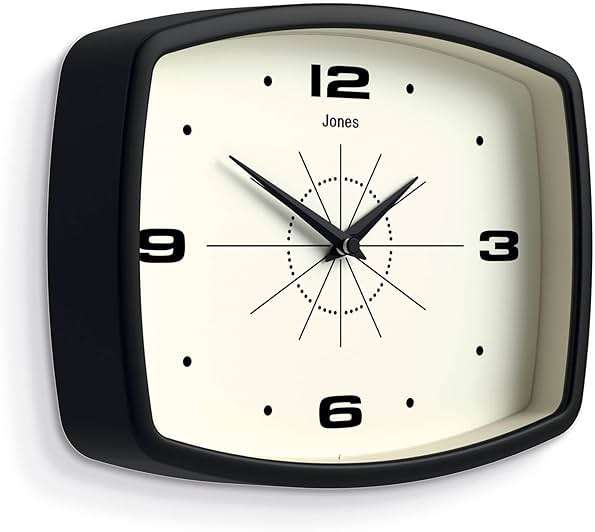 JONES CLOCKS® Movie wall Clock | Retro Rectangular Clock | 10 inch | Black | Cool mid-Century Designer Look for Kitchen, Living Room or Office - Image 4