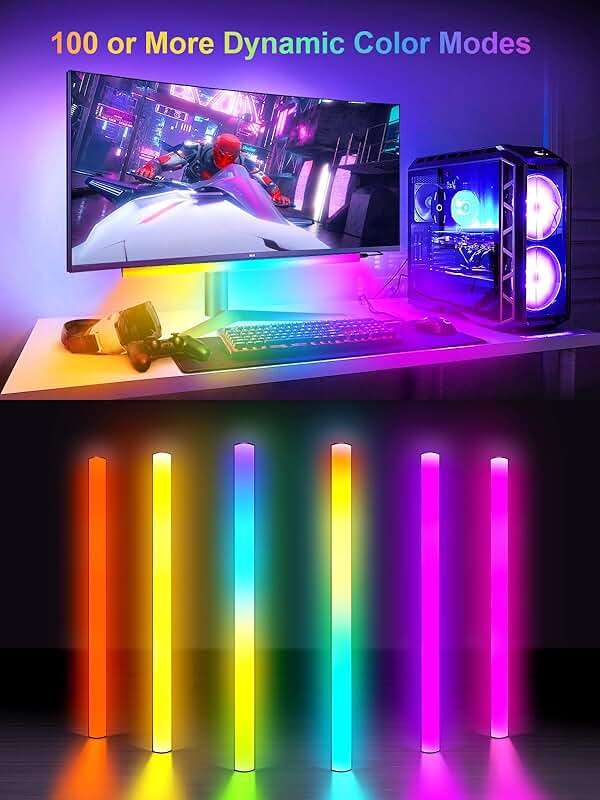 KANTUTOE Monitor Down Light Bar, RGB Screen Desk Light PC, Dimmable LED Dynamic Rainbow Effect, Adjustable Brightness, Speed and Music, Remote Control Color Change, for Game Room - Image 2