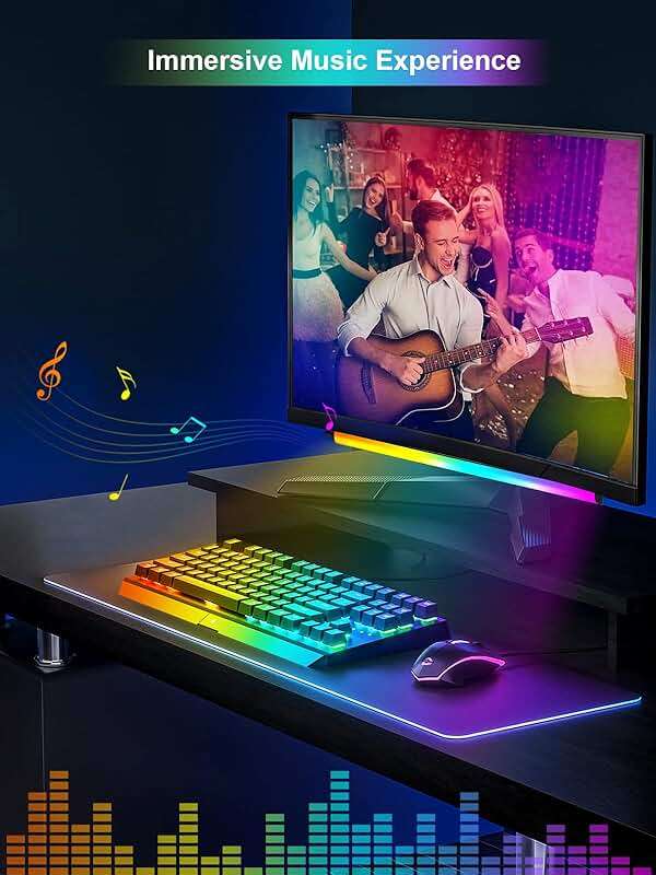 KANTUTOE Monitor Down Light Bar, RGB Screen Desk Light PC, Dimmable LED Dynamic Rainbow Effect, Adjustable Brightness, Speed and Music, Remote Control Color Change, for Game Room - Image 3