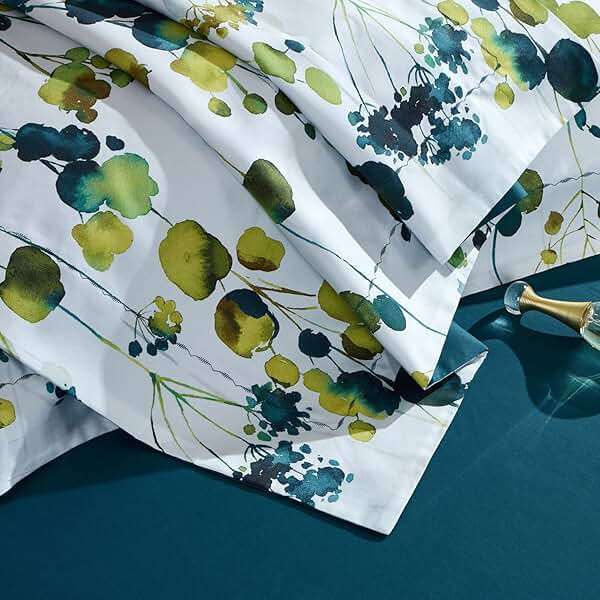MILDLY 100% Long-Staple Cotton Pillow Shams - Ultra Soft Yellow Green Leaves Printed Envelope Pillowcases Queen Size 20"x26" 2pcs - Image 6