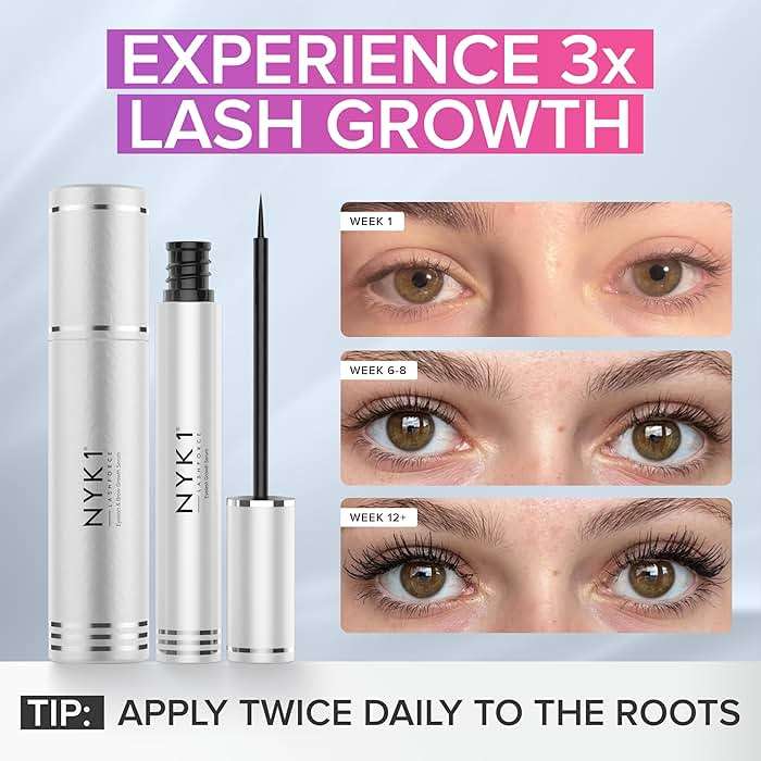 NYK1 CONCENTRATED Lash Serum For Eyelash Growth (XL - 8ml) LashForce Eyelash Serum To Grow Lashes Longer And Thicker - Eye Lash Enhancing Formula With Easy Application And Long Lasting Results - Image 5
