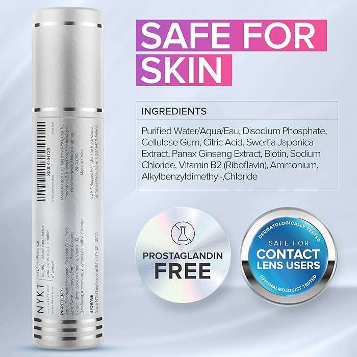 NYK1 CONCENTRATED Lash Serum For Eyelash Growth (XL - 8ml) LashForce Eyelash Serum To Grow Lashes Longer And Thicker - Eye Lash Enhancing Formula With Easy Application And Long Lasting Results - Image 7