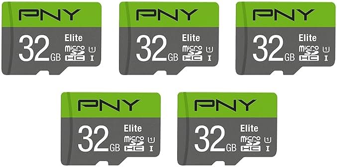 PNY 32GB Elite Class 10 U1 microSDHC Flash Memory Card - 100MB/s, Full HD, UHS-I, Micro SD, 5 Count (Pack of 1) - Product Image