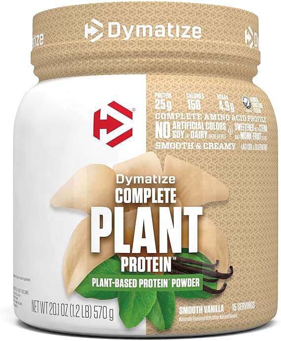 Dymatize Vegan Plant Protein, Smooth Vanilla, 25g Protein, 4.8g BCAAs, Complete Amino Acid Profile, 15 Servings - Image 1