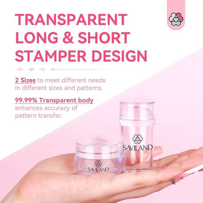 Saviland French Tip Nail Stamp: 4PCS Nail Art Stamper Kit Clear Silicone Nails Stamping Long & Short Jelly Stamper with Scrapers Nails Stamper Kit for French Manicure Home DIY Salon - Image 5