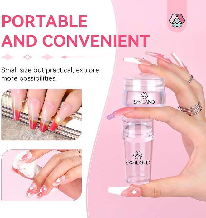 Saviland French Tip Nail Stamp: 4PCS Nail Art Stamper Kit Clear Silicone Nails Stamping Long & Short Jelly Stamper with Scrapers Nails Stamper Kit for French Manicure Home DIY Salon - Image 7