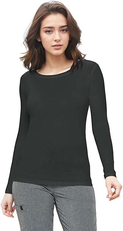 Natural Uniforms Women's Under Scrub Tee Crew Neck Long Sleeve T-Shirt - Image 2