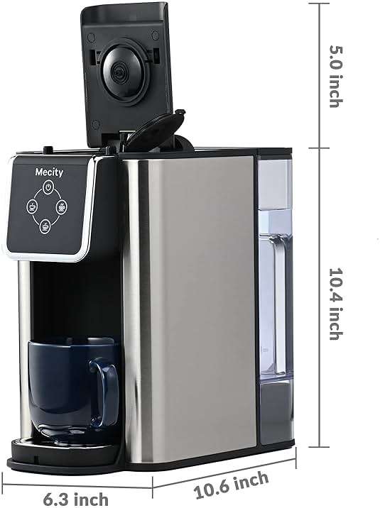Mecity Coffee Maker 3 in 1 Single Serve Coffee Machine, Compatible with K cup Capsules, Instant Coffee Pot, Tea maker, 6,8,10 Oz Cup, Removable 50 Oz Water Reservoir, 120V 1150W - Image 2