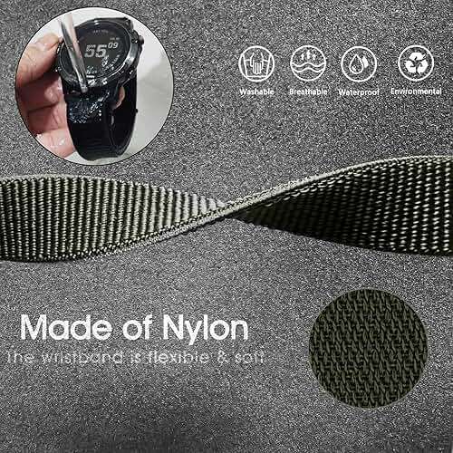 Abanen Hook and Loop Quick Dry 26mm Woven Nylon Ultralight Sport Watch Band for Fenix 8 51mm / epix Pro 51mm / Instinct 2X / Enduro/Instinct 3 50mm / Fenix 7X/6X/5X - Image 4