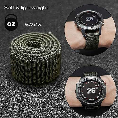 Abanen Hook and Loop Quick Dry 26mm Woven Nylon Ultralight Sport Watch Band for Fenix 8 51mm / epix Pro 51mm / Instinct 2X / Enduro/Instinct 3 50mm / Fenix 7X/6X/5X - Image 6