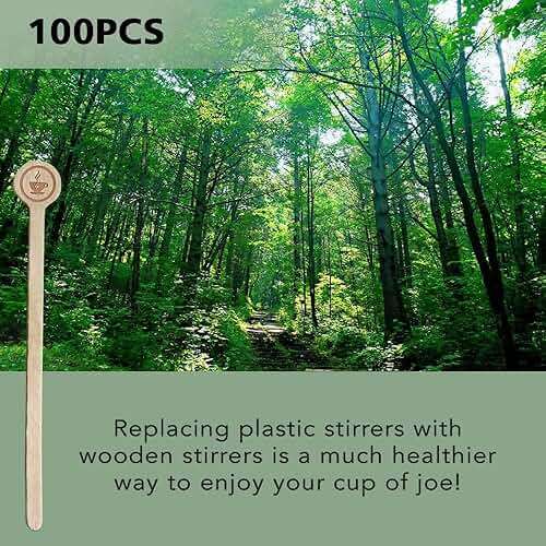 Coffee Stirrers Stir Sticks Wooden Beverage Mixer with Round Ends,Disposable Environmentally Friendly Biodegradable Cafe Grade Beverage Stir Sticks for 6 Inch Coffee Milk Cocktail Tea (100) - Image 4