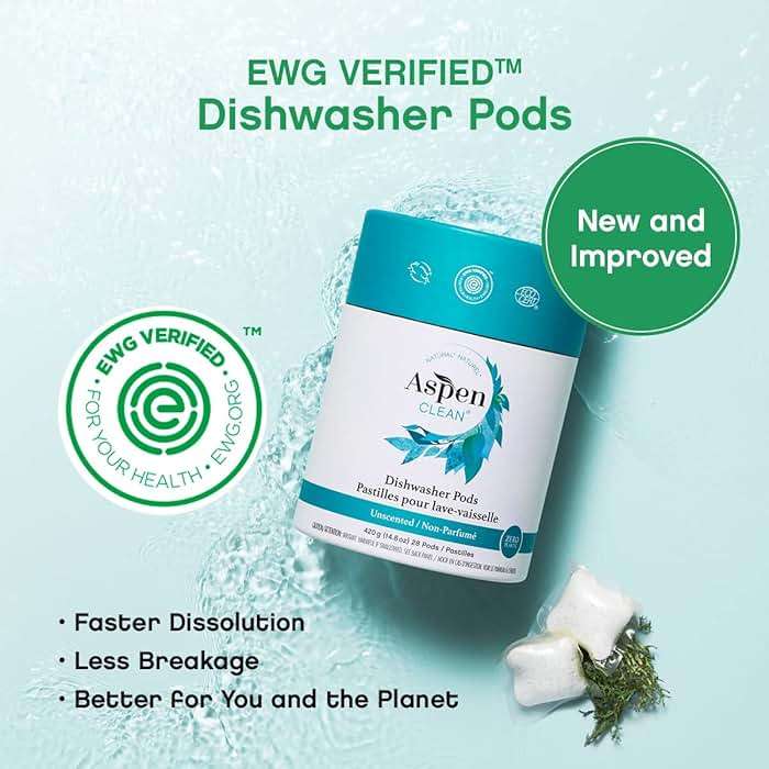 AspenClean | Unscented Dishwasher Pods | Cuts Grease and Grime | Zero Plastic | Non - Toxic | 100% Natural Dishwasher Detergent | EWG Verified - 28 Count - Image 2