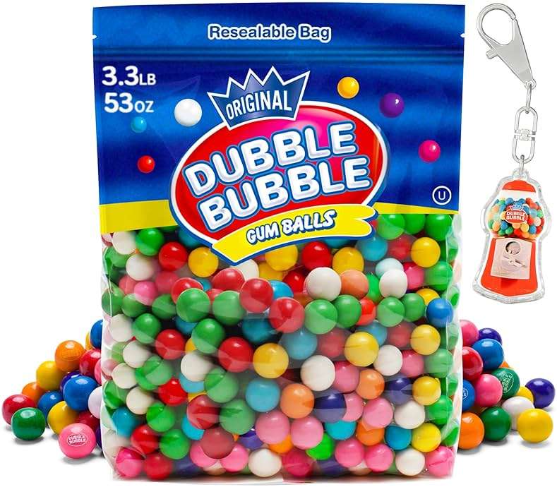 Gumballs For Gumball Machine Refills - 53 Ounce Dubble Bubble Chewing Gum Bulk Antique Style Gum Balls vintage Old Fashioned Candy -Mini bubble Gumballs 3.3 lb For Kids Toy Bank Candy Dispenser Playo - Image 1