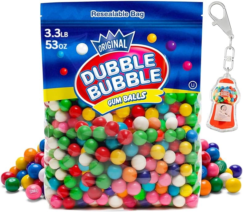 Gumballs For Gumball Machine Refills - 53 Ounce Dubble Bubble Chewing Gum Bulk Antique Style Gum Balls vintage Old Fashioned Candy -Mini bubble Gumballs 3.3 lb For Kids Toy Bank Candy Dispenser Playo - Product Image