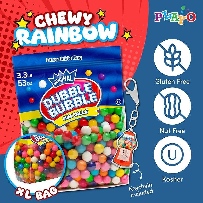 Gumballs For Gumball Machine Refills - 53 Ounce Dubble Bubble Chewing Gum Bulk Antique Style Gum Balls vintage Old Fashioned Candy -Mini bubble Gumballs 3.3 lb For Kids Toy Bank Candy Dispenser Playo - Image 5