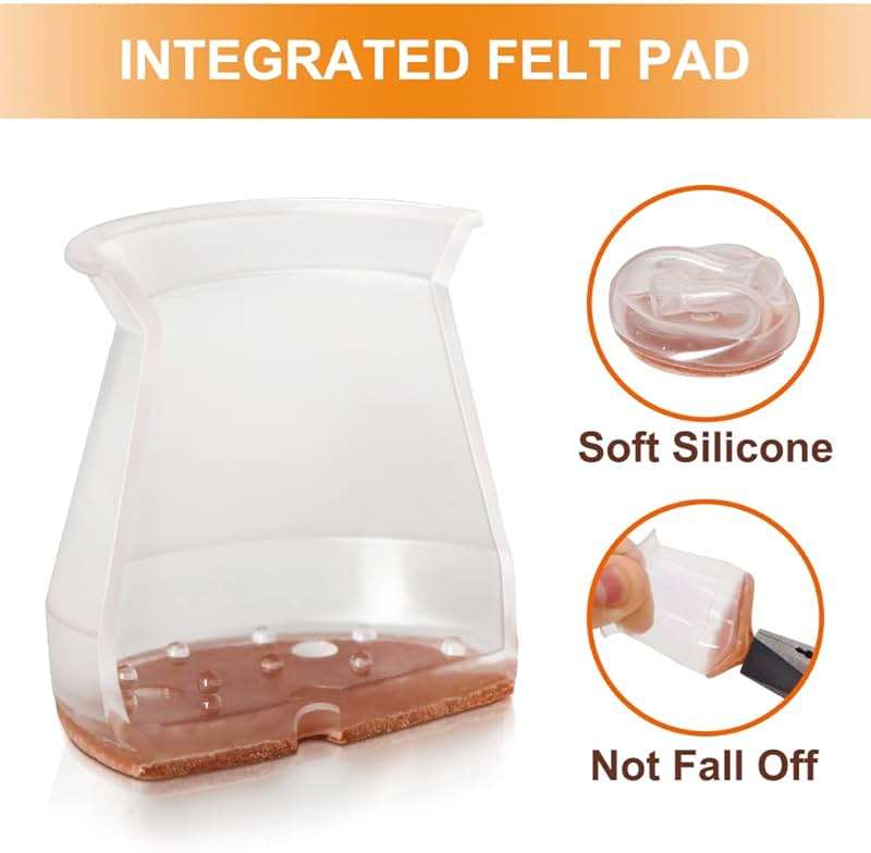 VIUME 24 Pcs Chair Leg Floor Protectors for Hardwood Floors Silicone Covers to Protect Wood Tile Floors Felt Pads Furniture Leg Caps Anti-Scratch Reduce Noise (Fit:1.3"-2") - Image 4