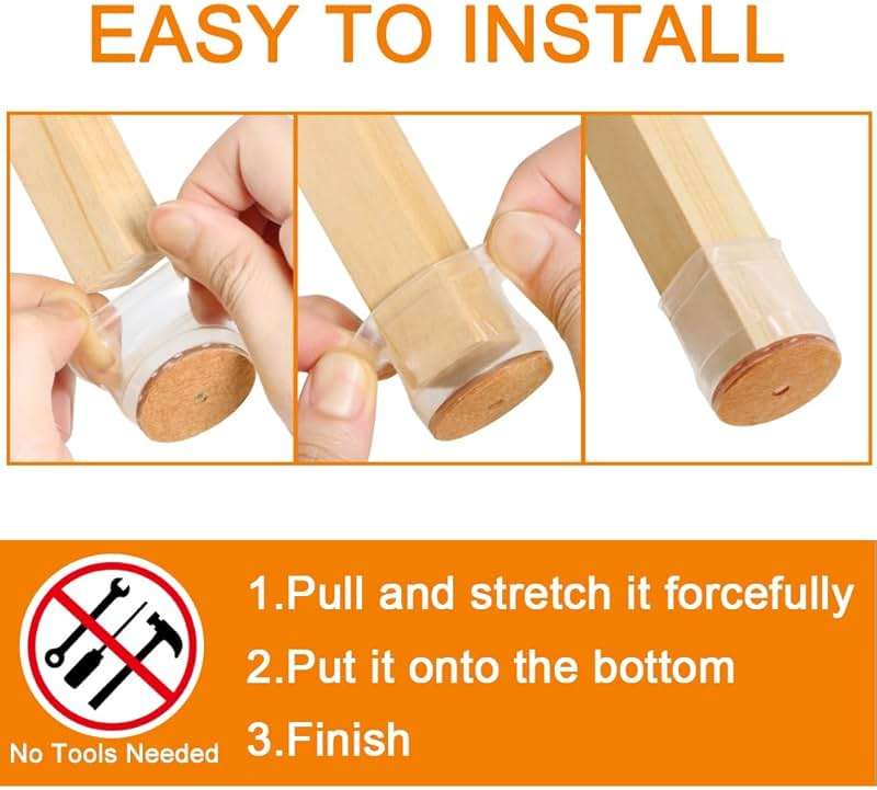 VIUME 24 Pcs Chair Leg Floor Protectors for Hardwood Floors Silicone Covers to Protect Wood Tile Floors Felt Pads Furniture Leg Caps Anti-Scratch Reduce Noise (Fit:1.3"-2") - Image 7